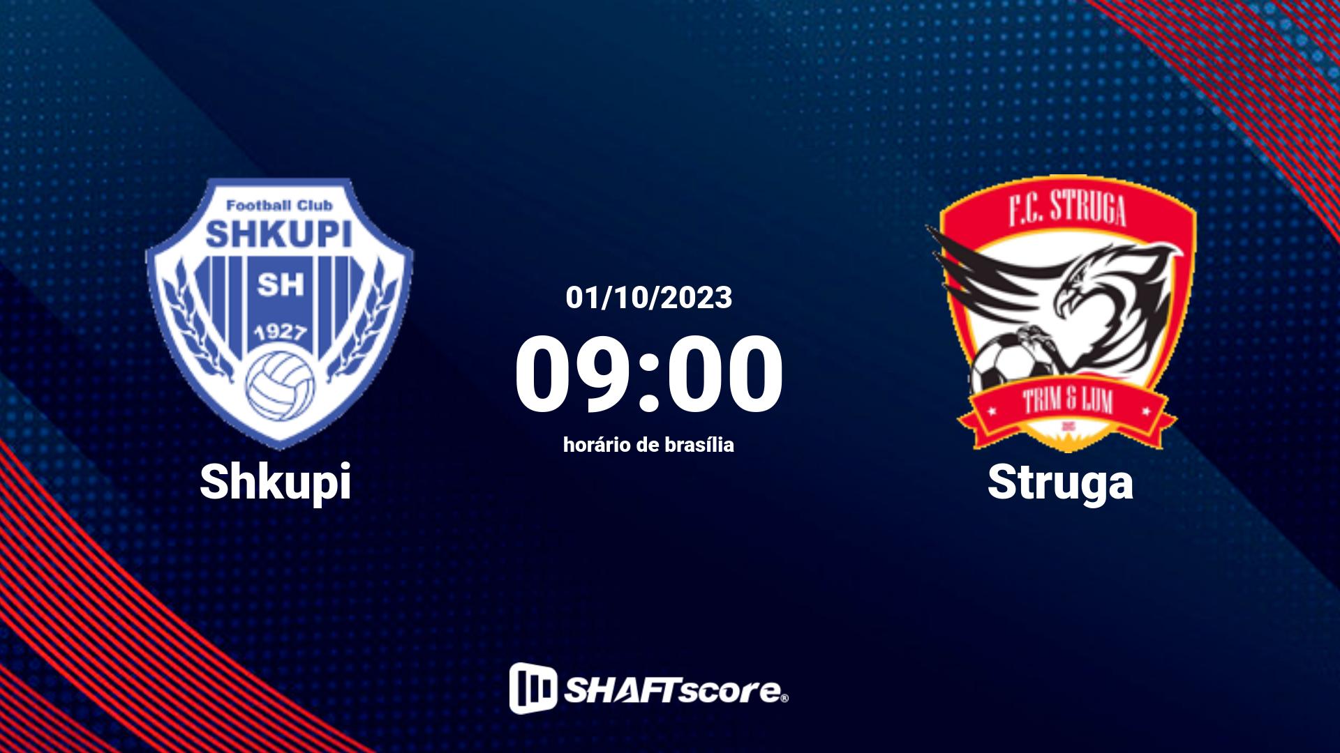 Estatísticas do jogo Shkupi vs Struga 01.10 09:00