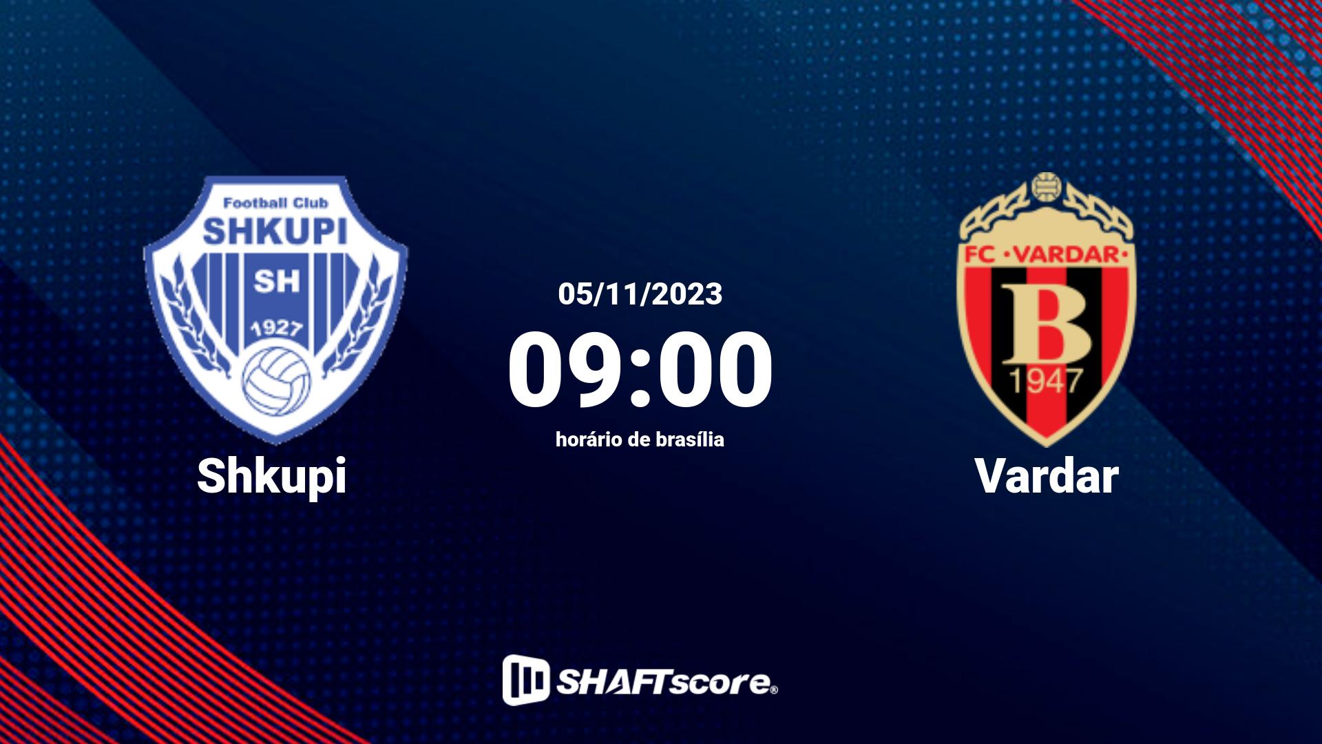 Estatísticas do jogo Shkupi vs Vardar 05.11 09:00