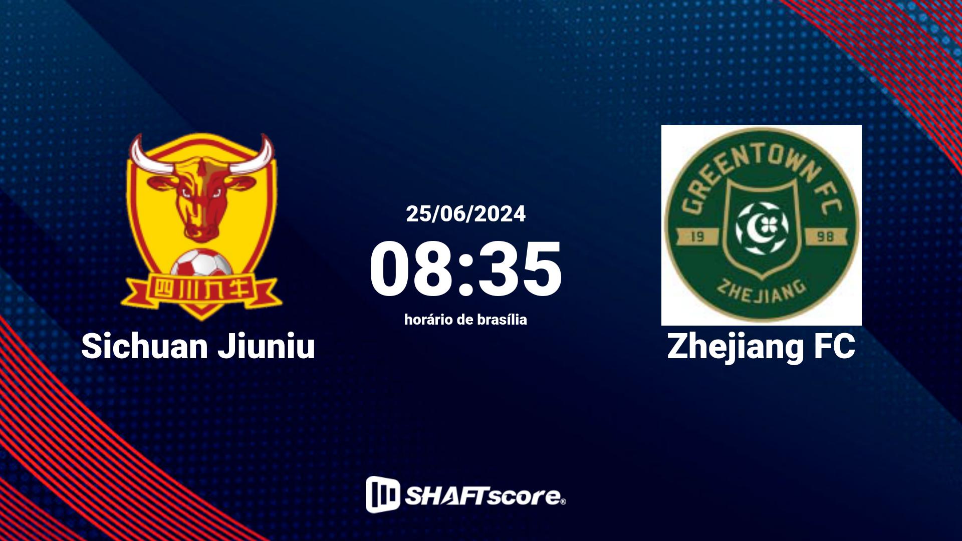 Estatísticas do jogo Sichuan Jiuniu vs Zhejiang FC 25.06 08:35