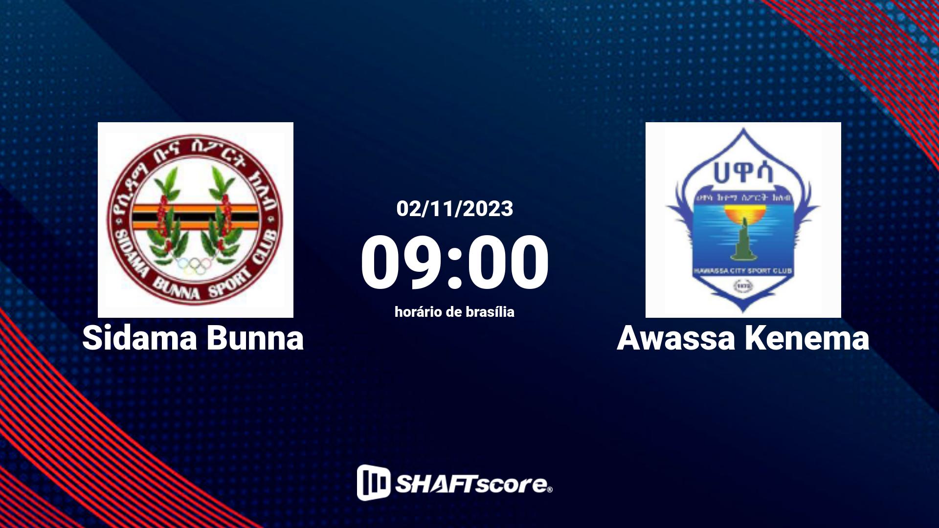 Estatísticas do jogo Sidama Bunna vs Awassa Kenema 02.11 09:00