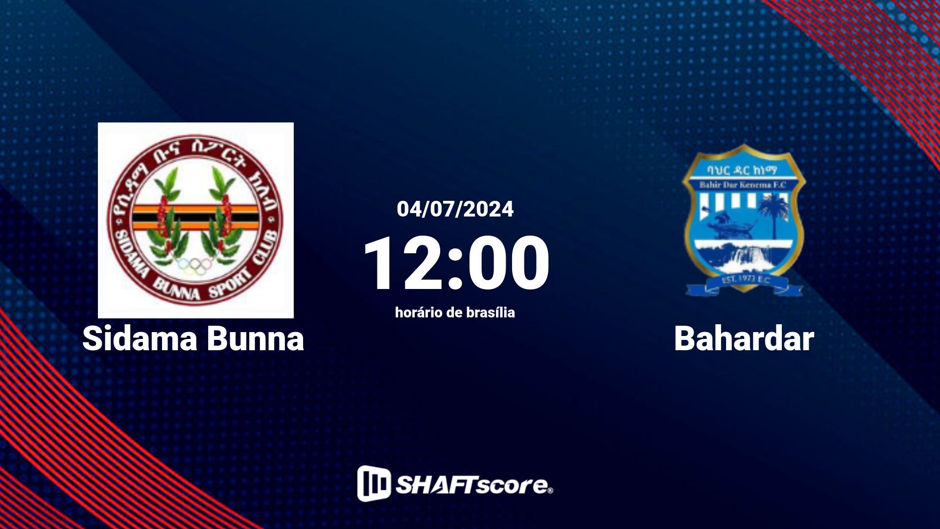 Estatísticas do jogo Sidama Bunna vs Bahardar 04.07 12:00