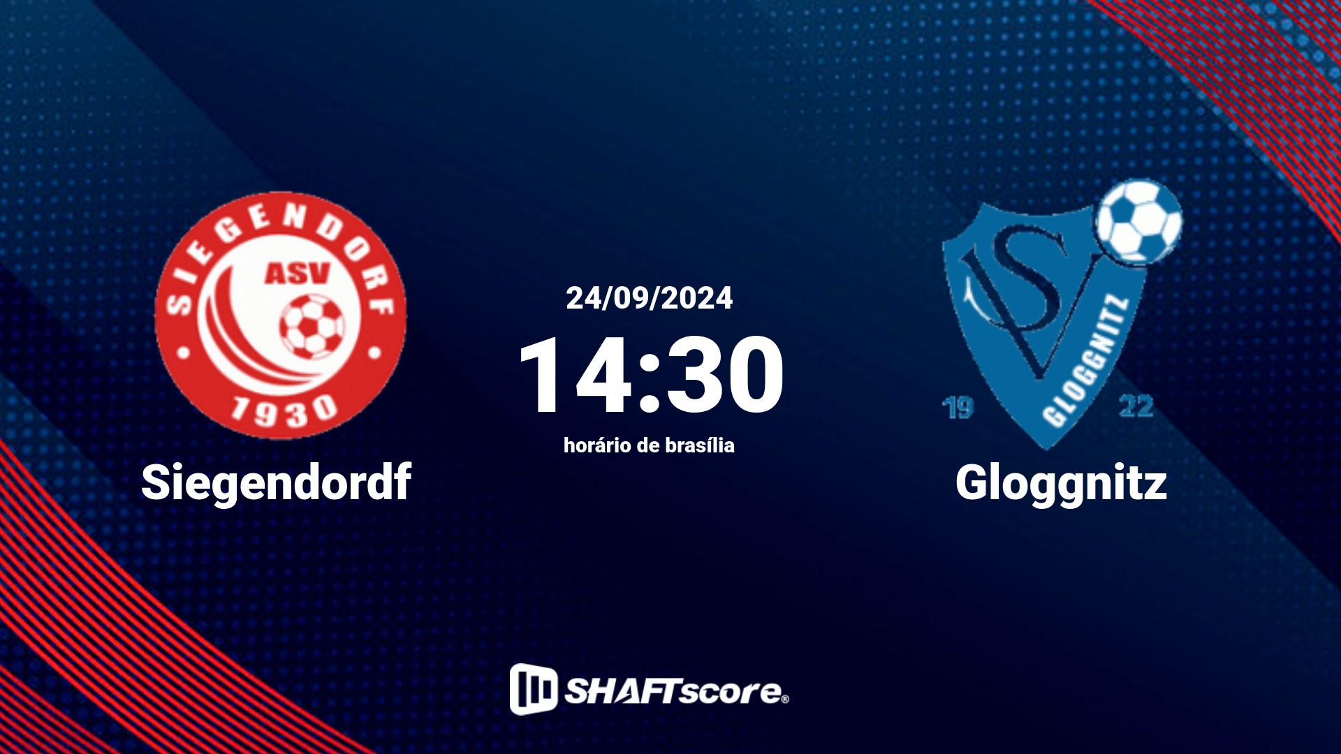 Estatísticas do jogo Siegendordf vs Gloggnitz 24.09 14:30