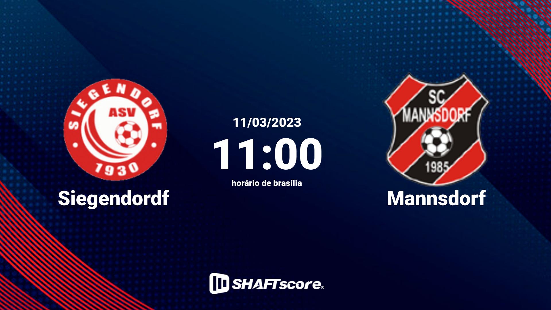 Estatísticas do jogo Siegendordf vs Mannsdorf 11.03 11:00