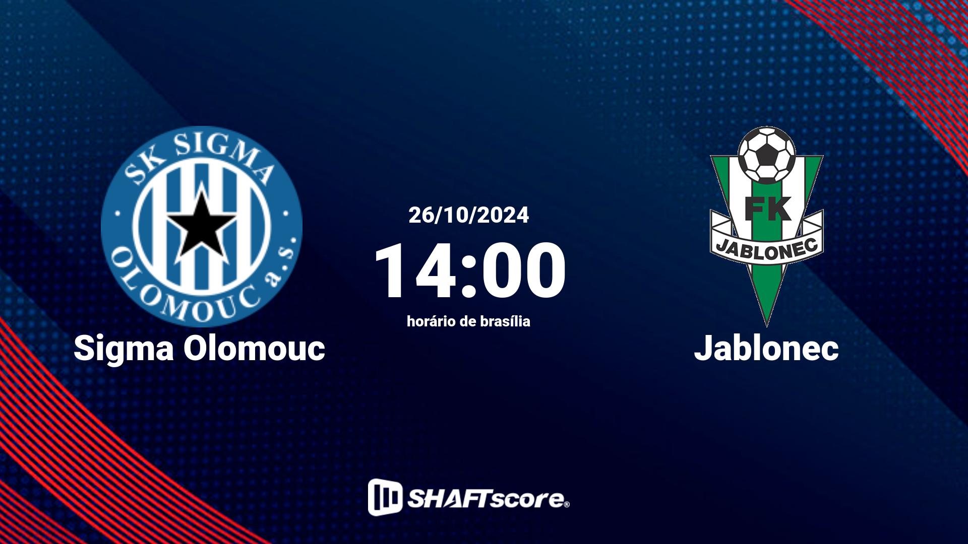 Estatísticas do jogo Sigma Olomouc vs Jablonec 26.10 14:00