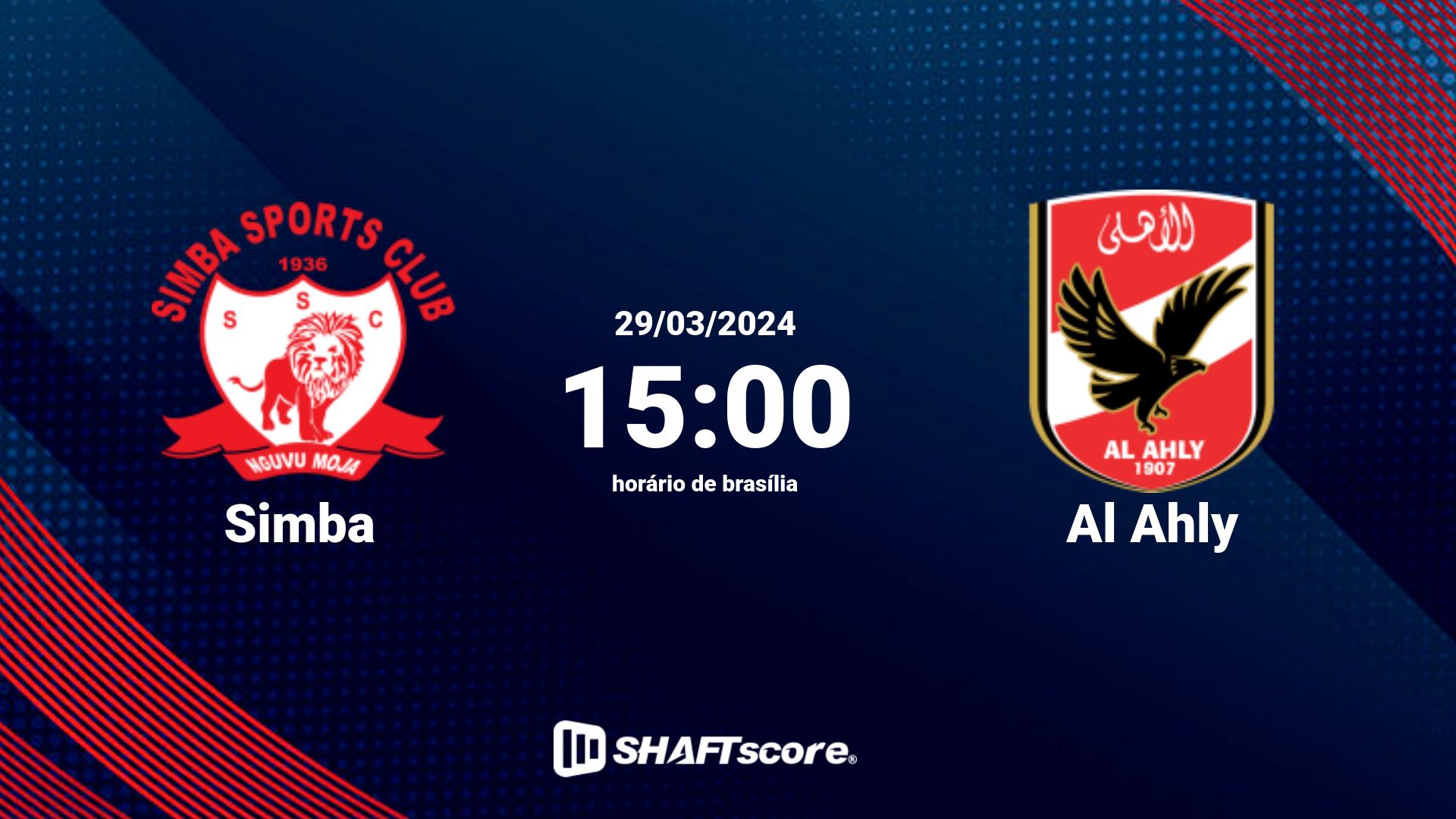 Estatísticas do jogo Simba vs Al Ahly 29.03 15:00