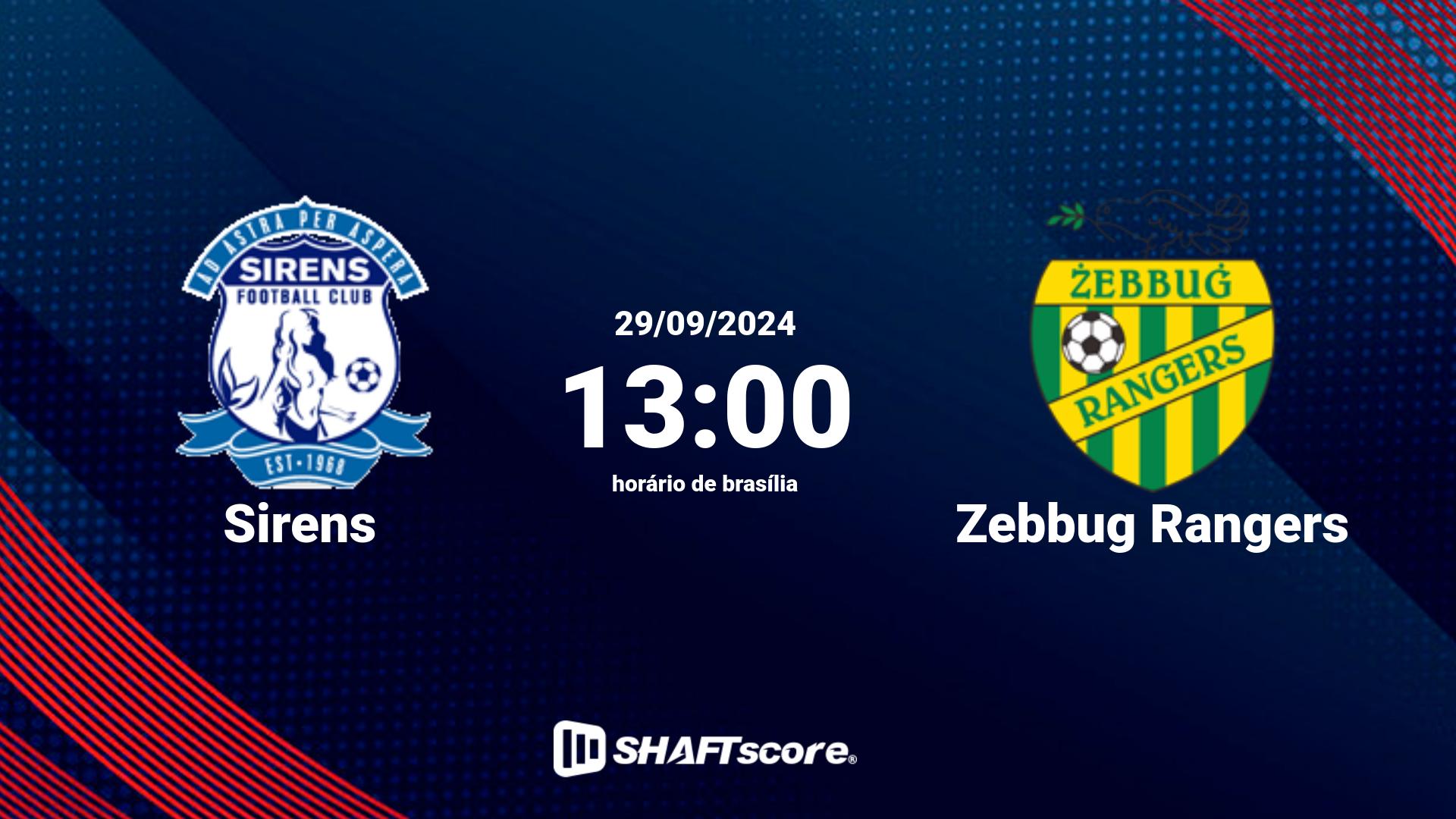 Estatísticas do jogo Sirens vs Zebbug Rangers 29.09 13:00