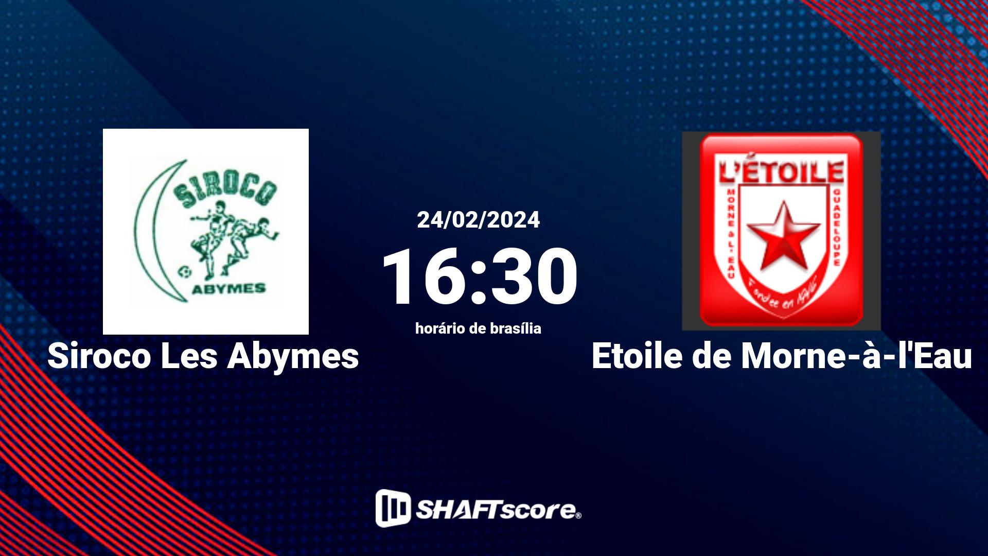 Estatísticas do jogo Siroco Les Abymes vs Etoile de Morne-à-l'Eau 24.02 16:30