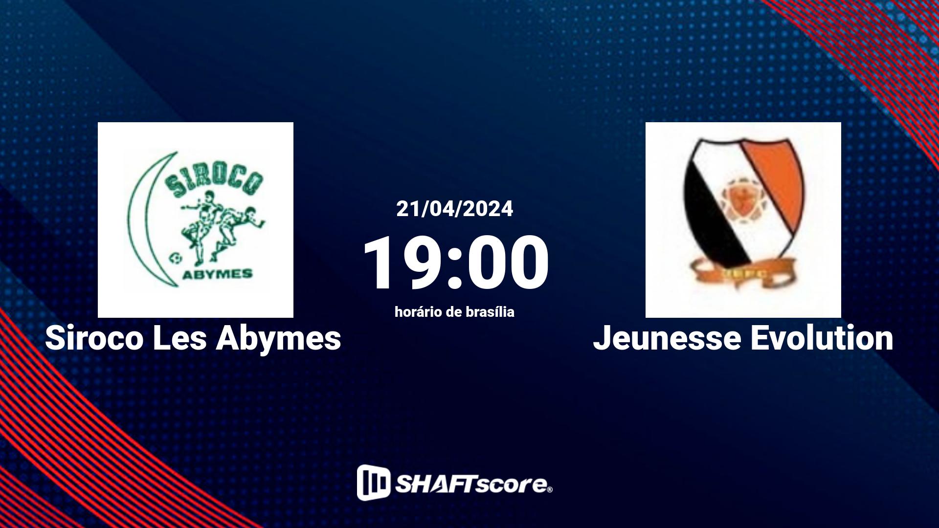 Estatísticas do jogo Siroco Les Abymes vs Jeunesse Evolution 21.04 19:00