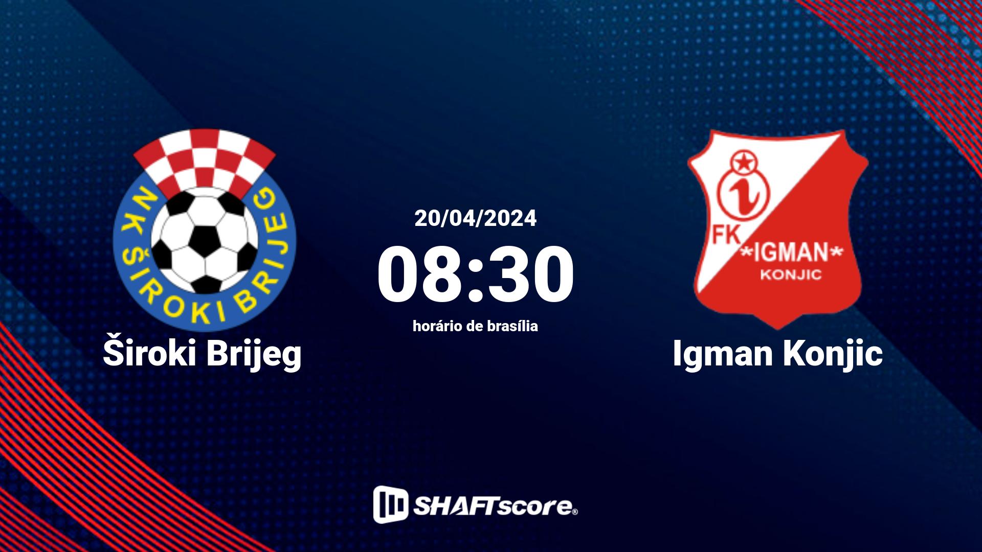 Estatísticas do jogo Široki Brijeg vs Igman Konjic 20.04 08:30