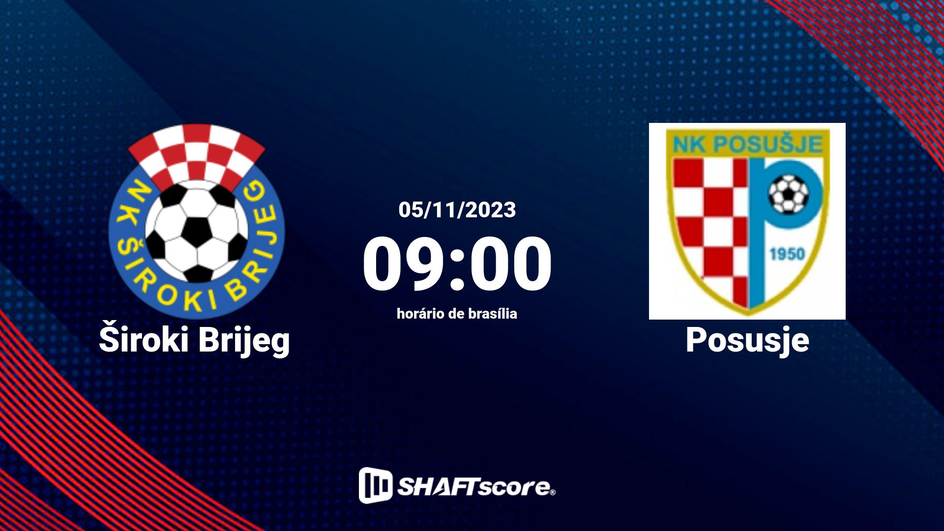 Estatísticas do jogo Široki Brijeg vs Posusje 05.11 09:00