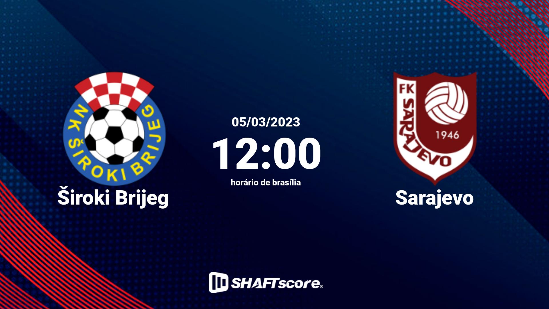 Estatísticas do jogo Široki Brijeg vs Sarajevo 05.03 12:00