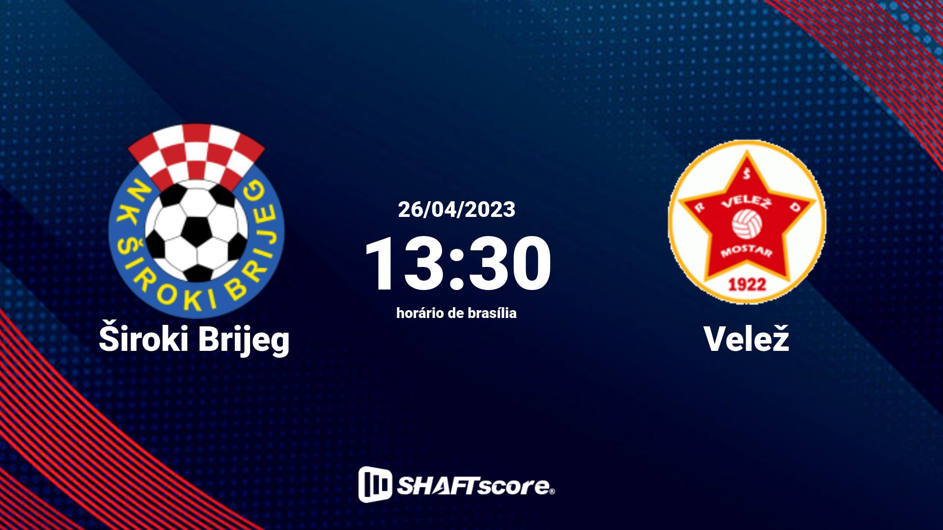 Estatísticas do jogo Široki Brijeg vs Velež 26.04 13:30