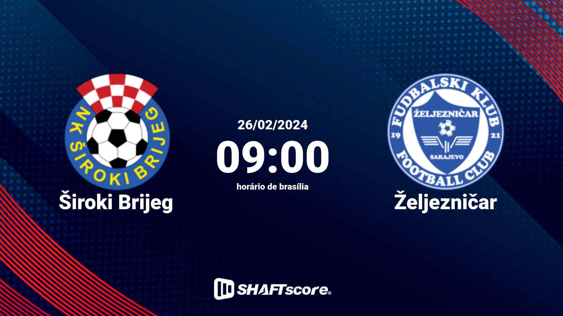 Estatísticas do jogo Široki Brijeg vs Željezničar 26.02 09:00