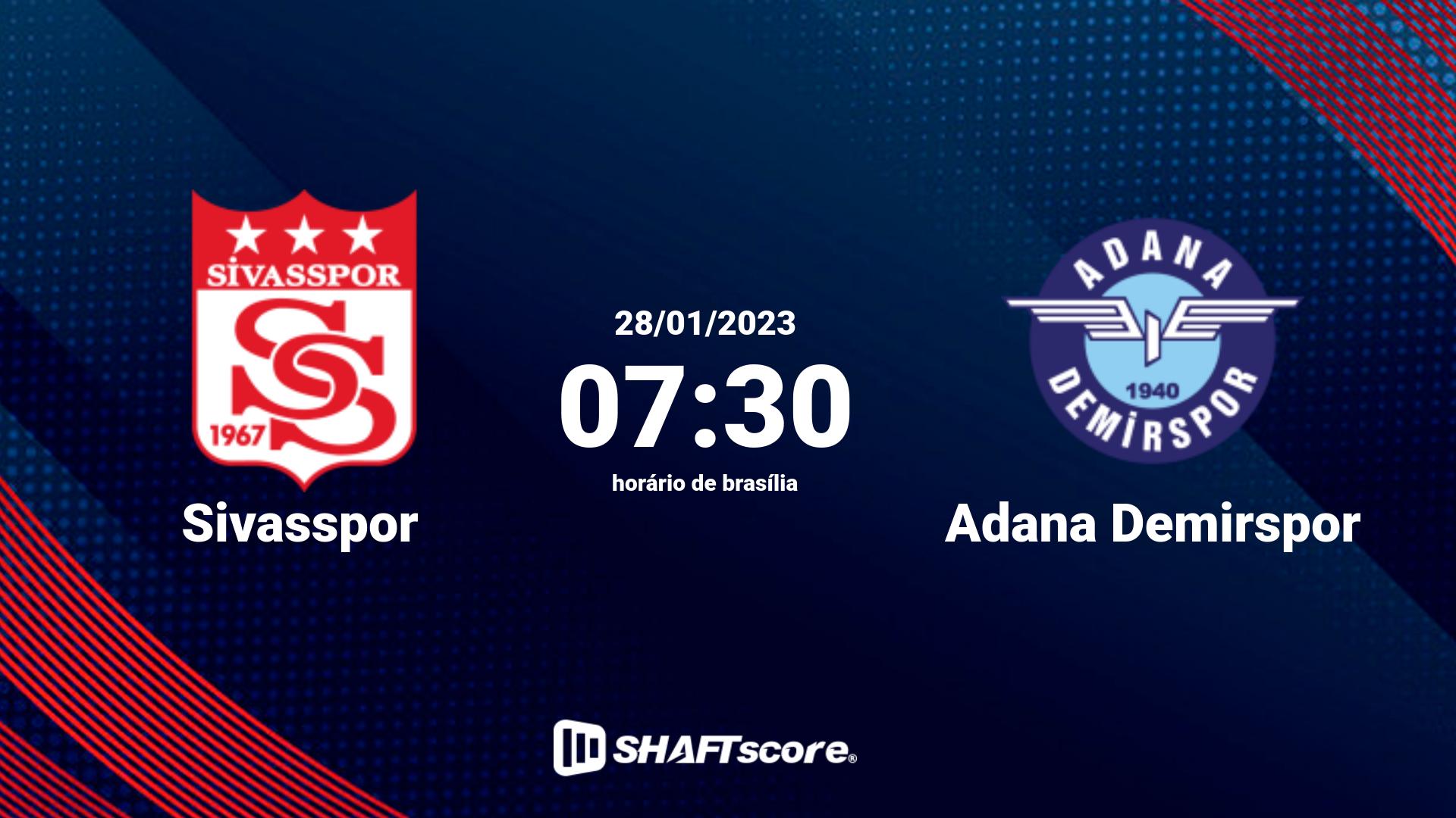 Estatísticas do jogo Sivasspor vs Adana Demirspor 28.01 07:30