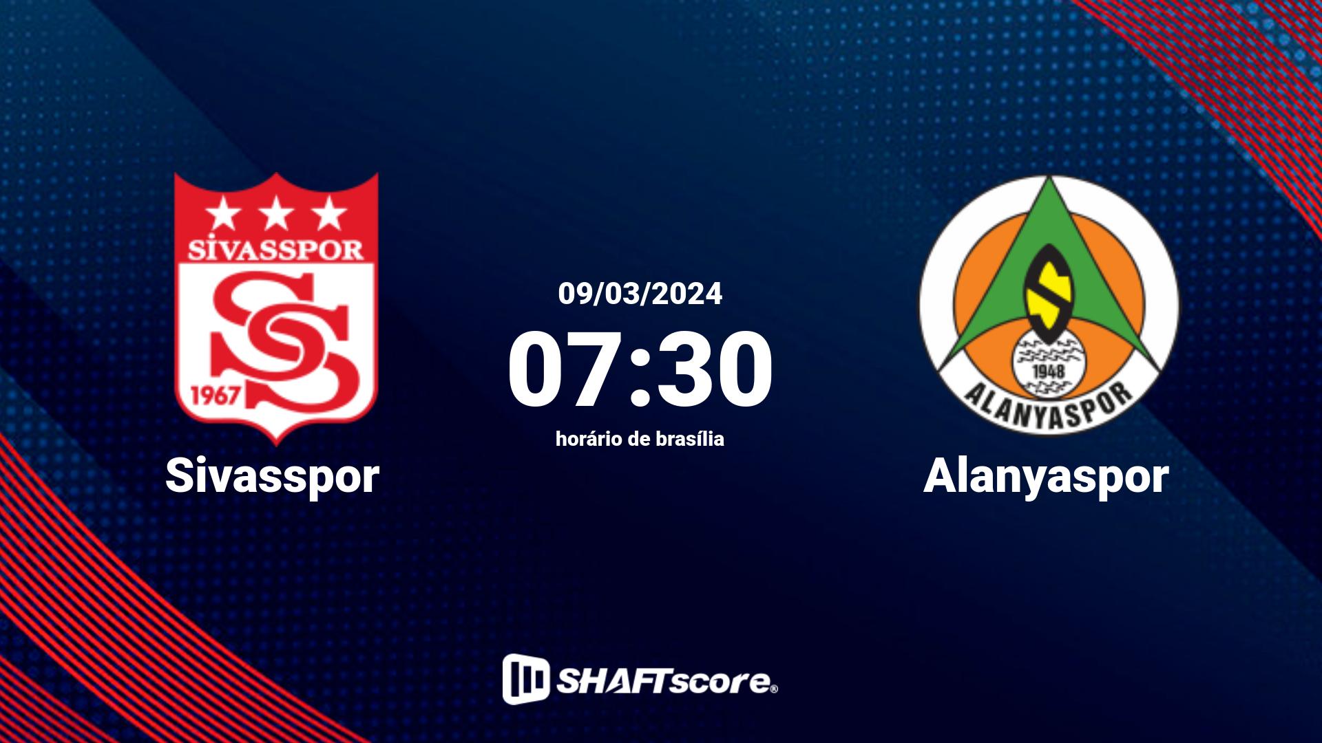 Estatísticas do jogo Sivasspor vs Alanyaspor 09.03 07:30