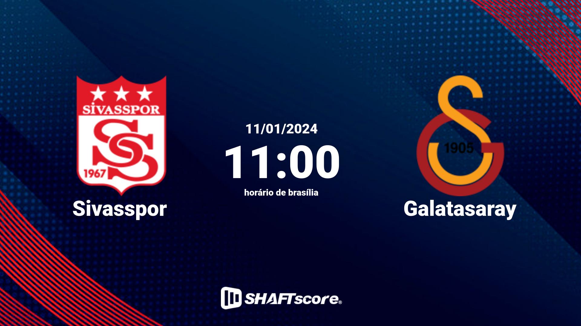 Estatísticas do jogo Sivasspor vs Galatasaray 11.01 11:00