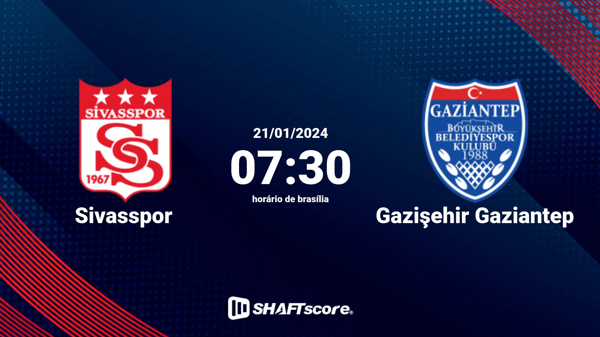 Estatísticas do jogo Sivasspor vs Gazişehir Gaziantep 21.01 07:30