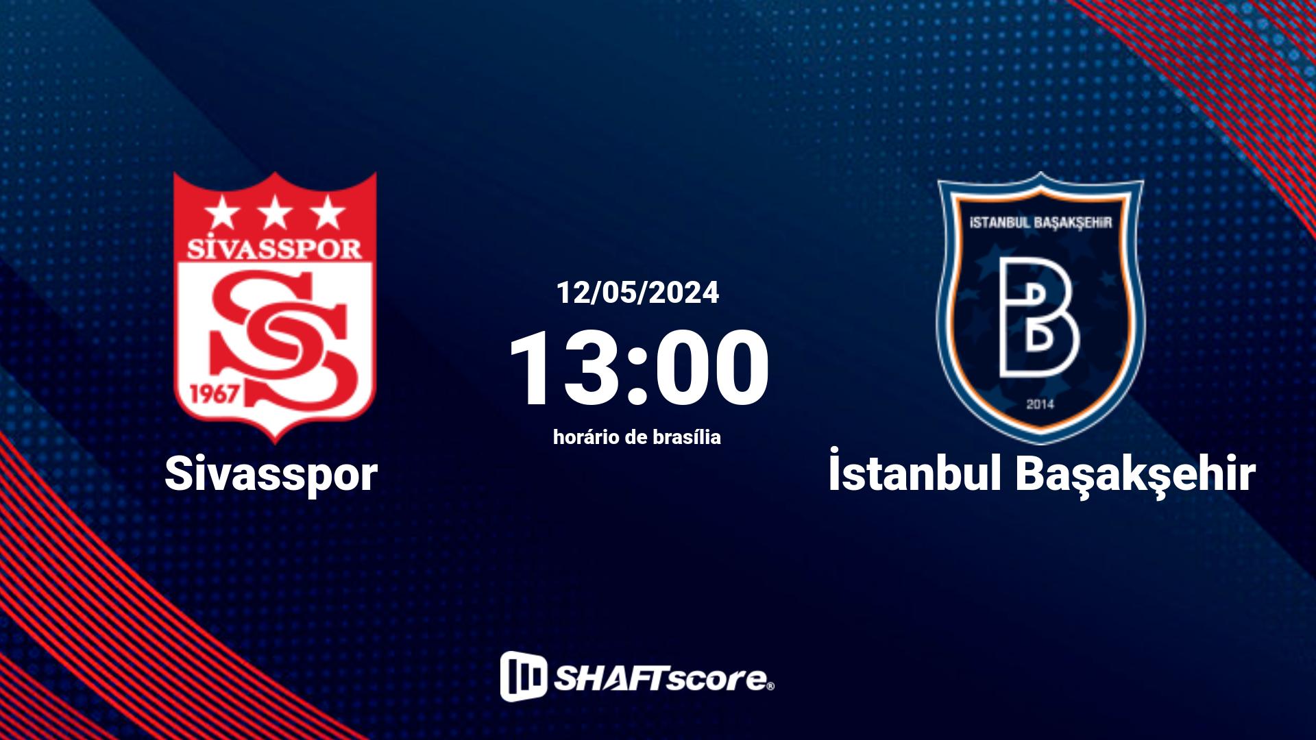 Estatísticas do jogo Sivasspor vs İstanbul Başakşehir 12.05 13:00