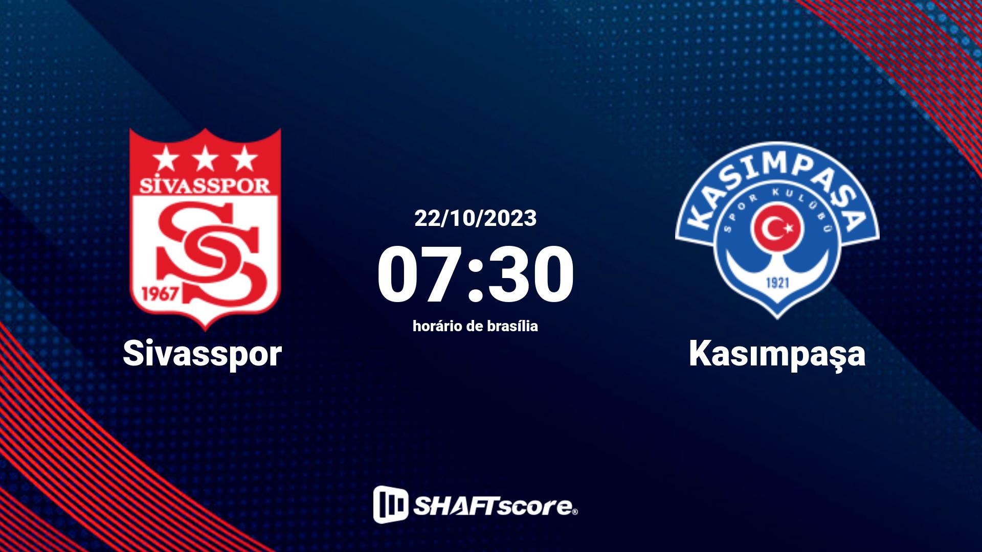 Estatísticas do jogo Sivasspor vs Kasımpaşa 22.10 07:30