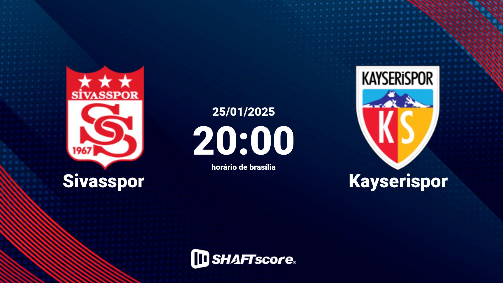 Estatísticas do jogo Sivasspor vs Kayserispor 25.01 20:00