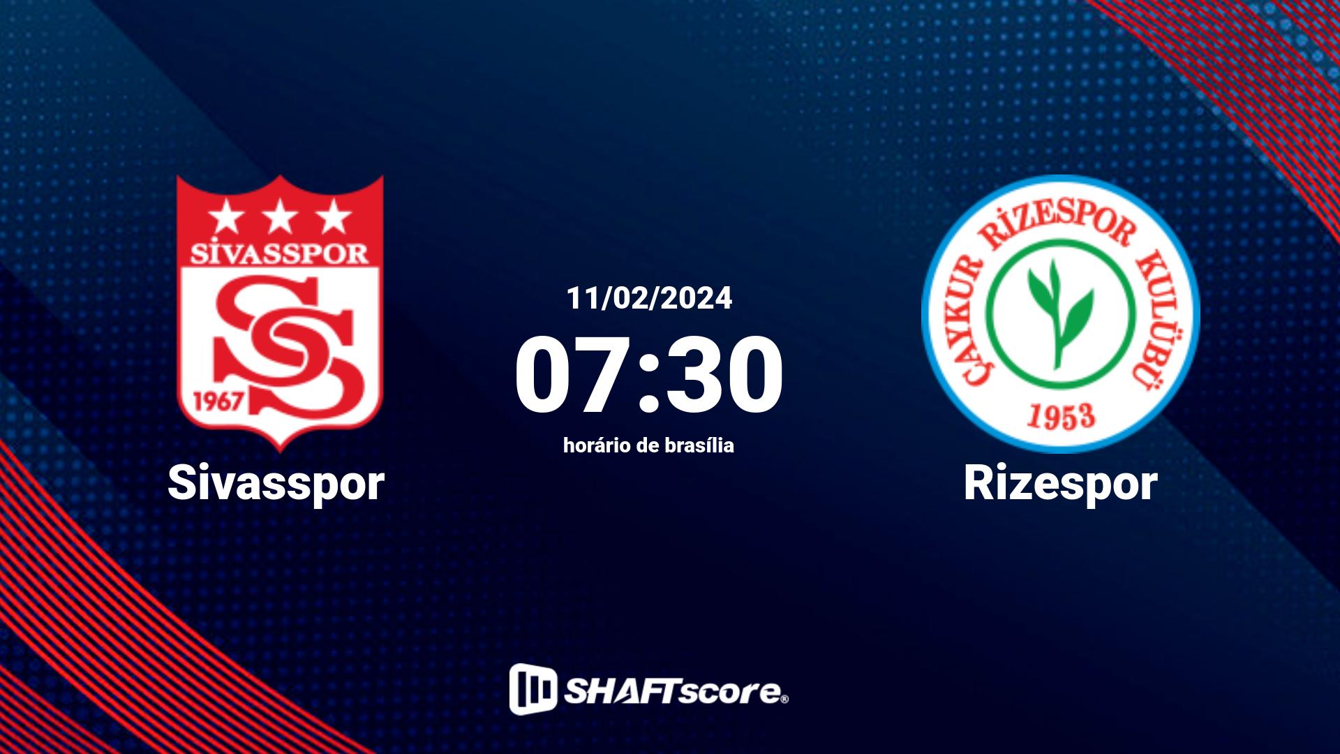 Estatísticas do jogo Sivasspor vs Rizespor 11.02 07:30