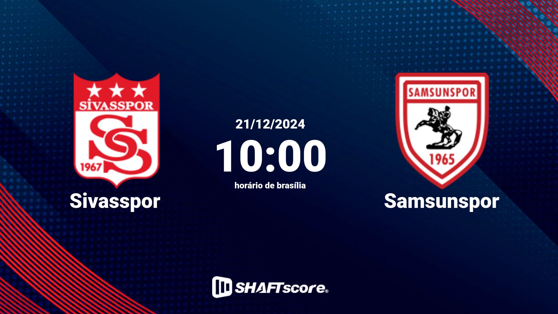 Estatísticas do jogo Sivasspor vs Samsunspor 21.12 10:00