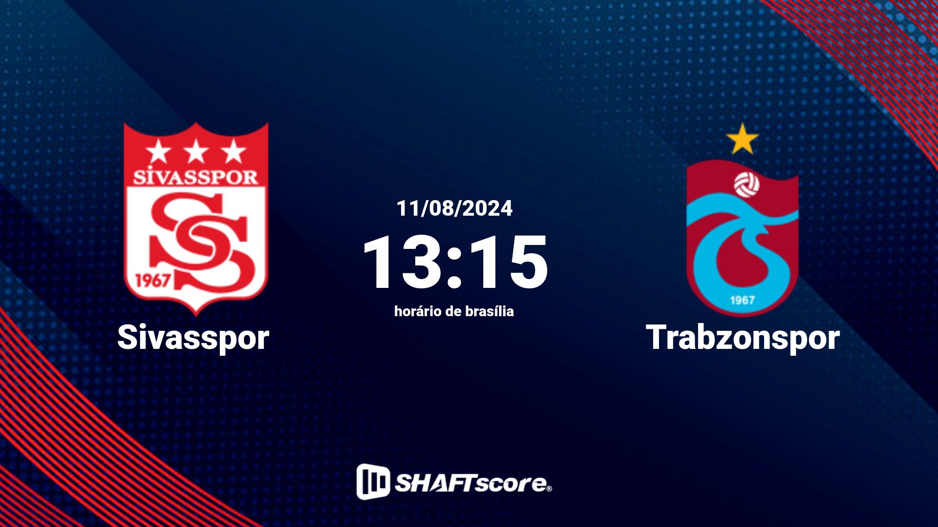 Estatísticas do jogo Sivasspor vs Trabzonspor 11.08 13:15