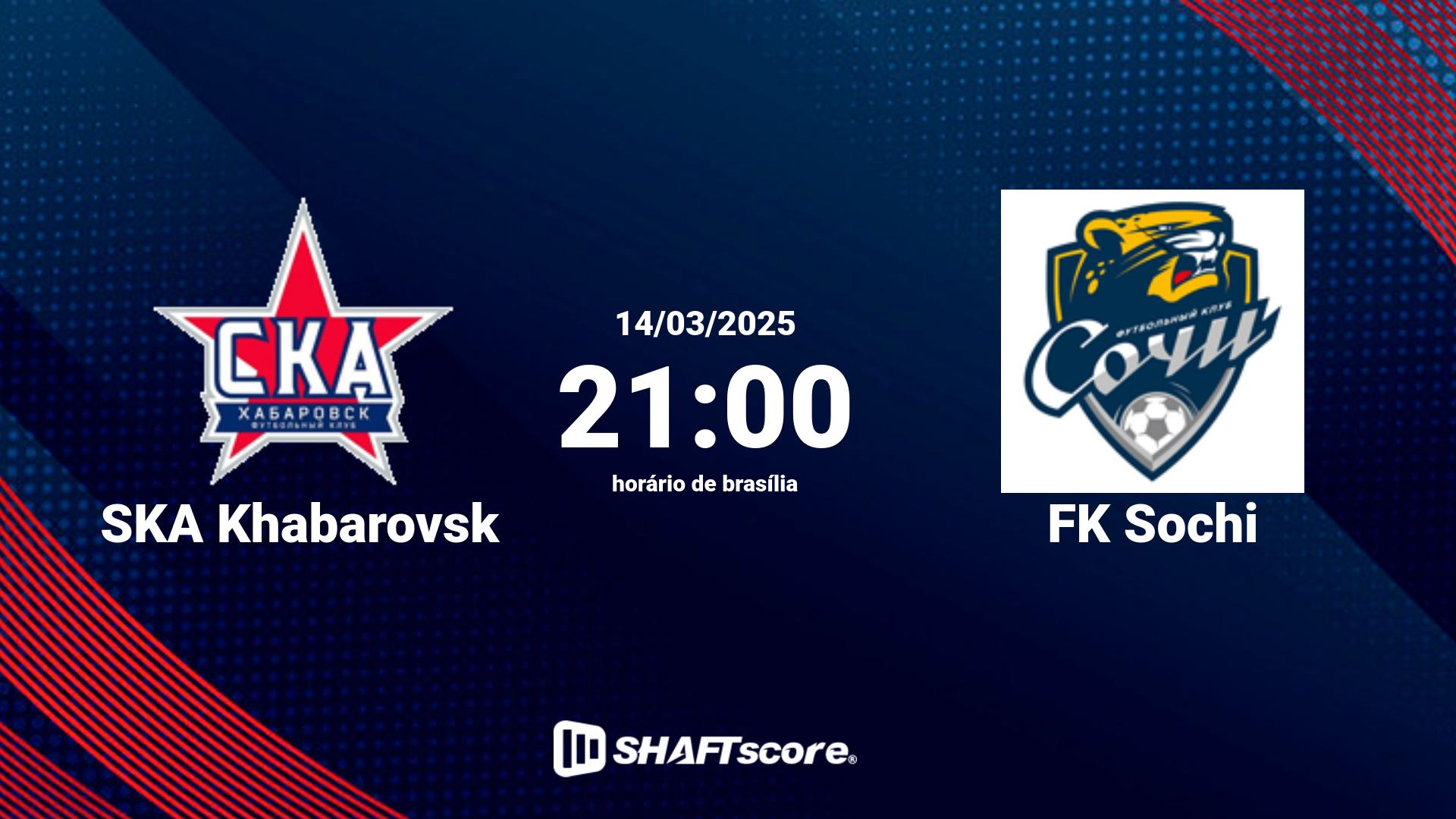 Estatísticas do jogo SKA Khabarovsk vs FK Sochi 14.03 21:00