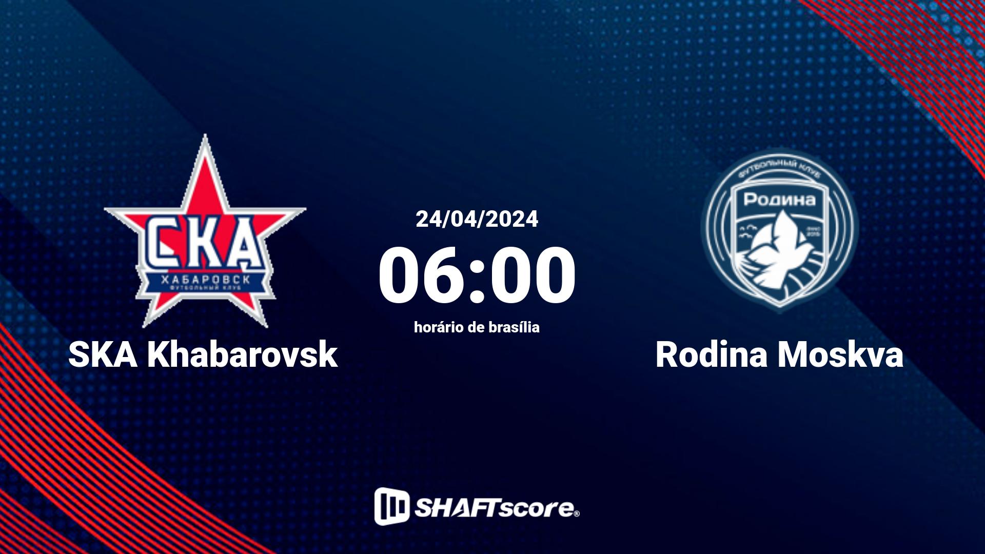 Estatísticas do jogo SKA Khabarovsk vs Rodina Moskva 24.04 06:00