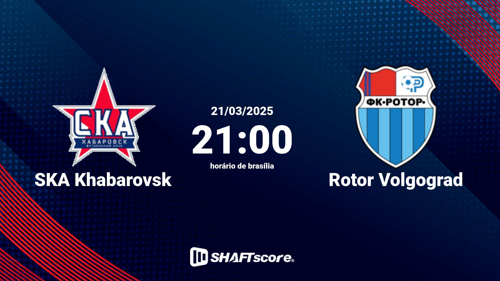 Estatísticas do jogo SKA Khabarovsk vs Rotor Volgograd 21.03 21:00