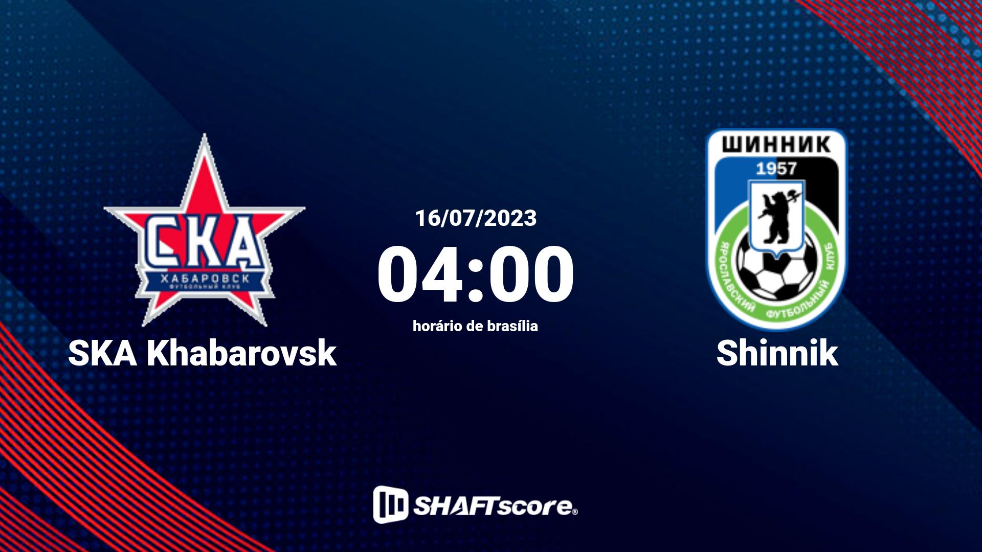 Estatísticas do jogo SKA Khabarovsk vs Shinnik 16.07 04:00