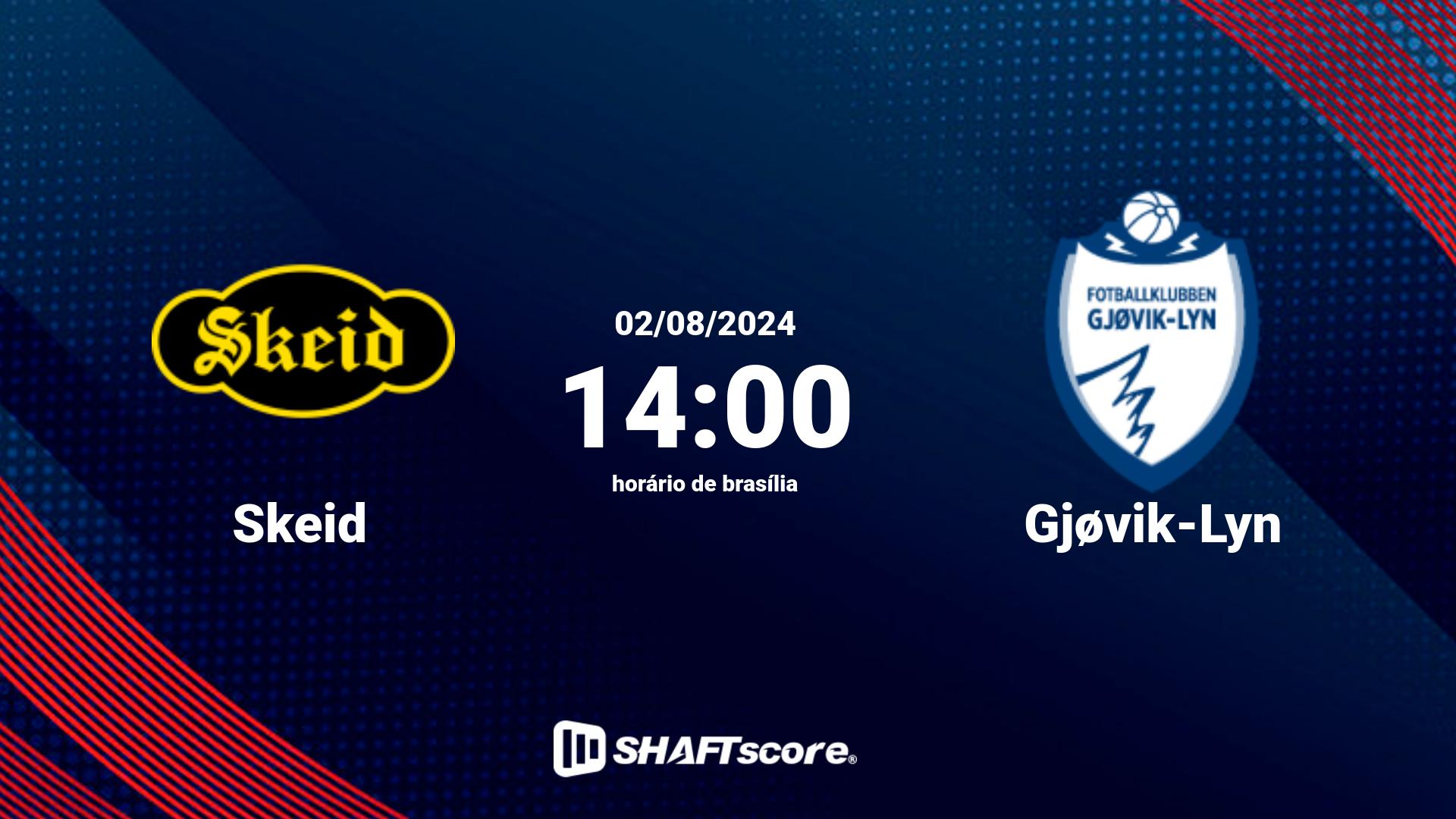 Estatísticas do jogo Skeid vs Gjøvik-Lyn 02.08 14:00