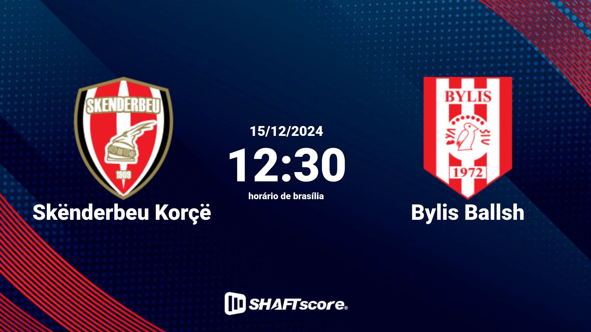 Estatísticas do jogo Skënderbeu Korçë vs Bylis Ballsh 15.12 12:30