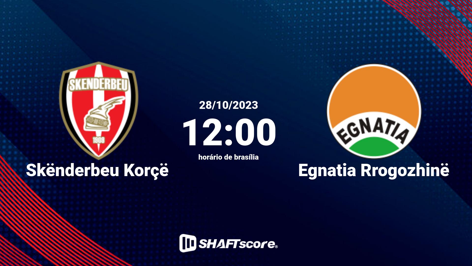 Estatísticas do jogo Skënderbeu Korçë vs Egnatia Rrogozhinë 28.10 12:00