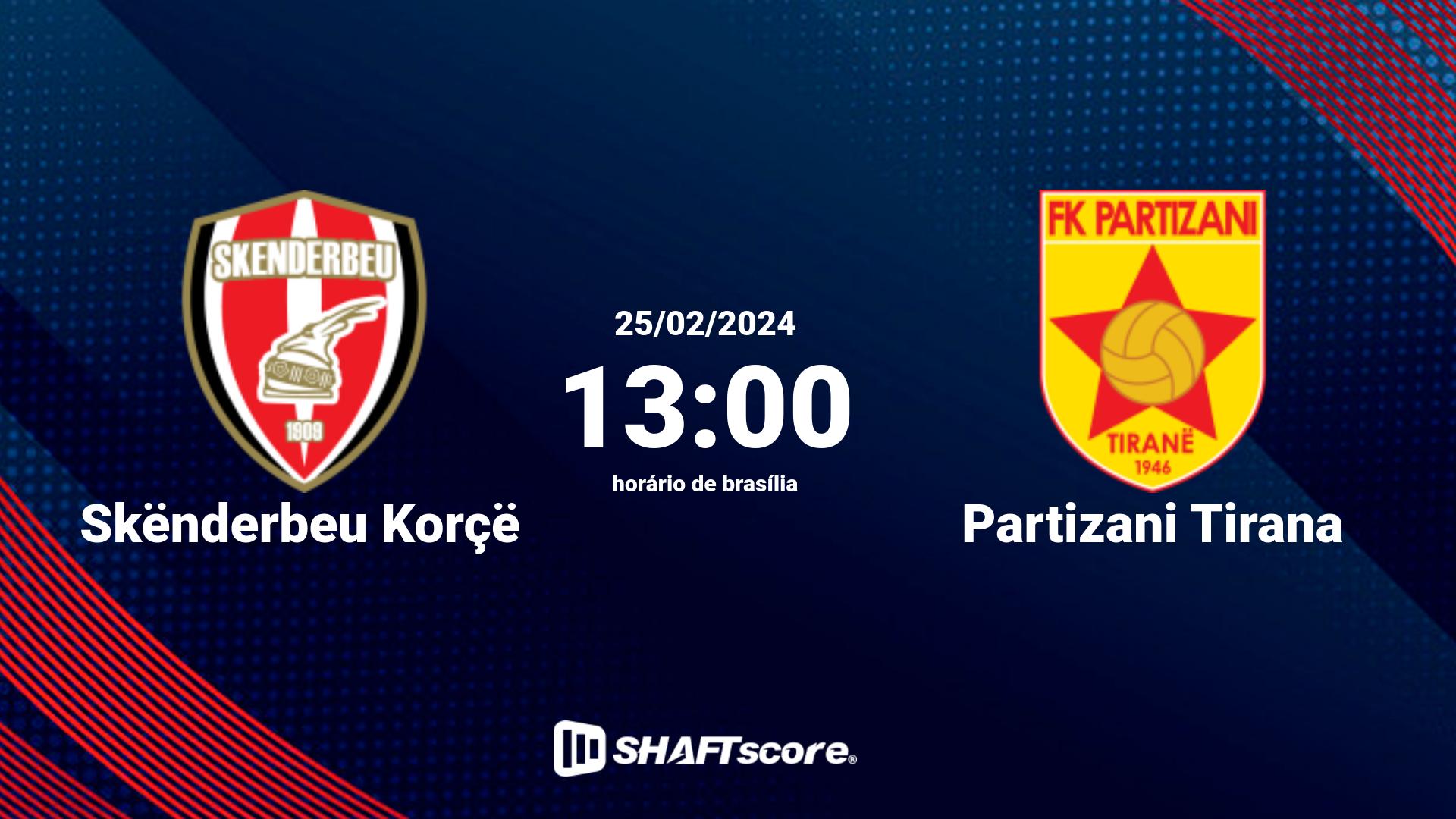 Estatísticas do jogo Skënderbeu Korçë vs Partizani Tirana 25.02 13:00