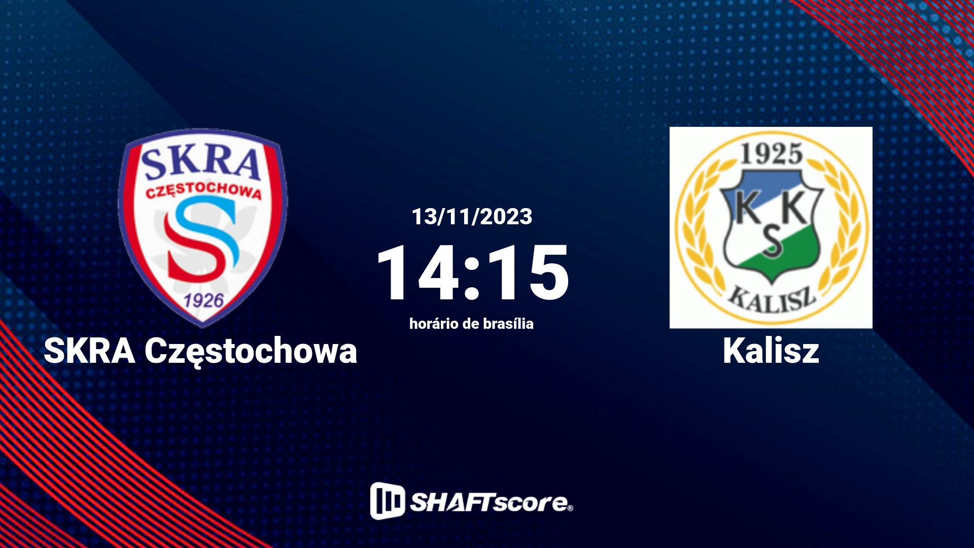 Estatísticas do jogo SKRA Częstochowa vs Kalisz 13.11 14:15