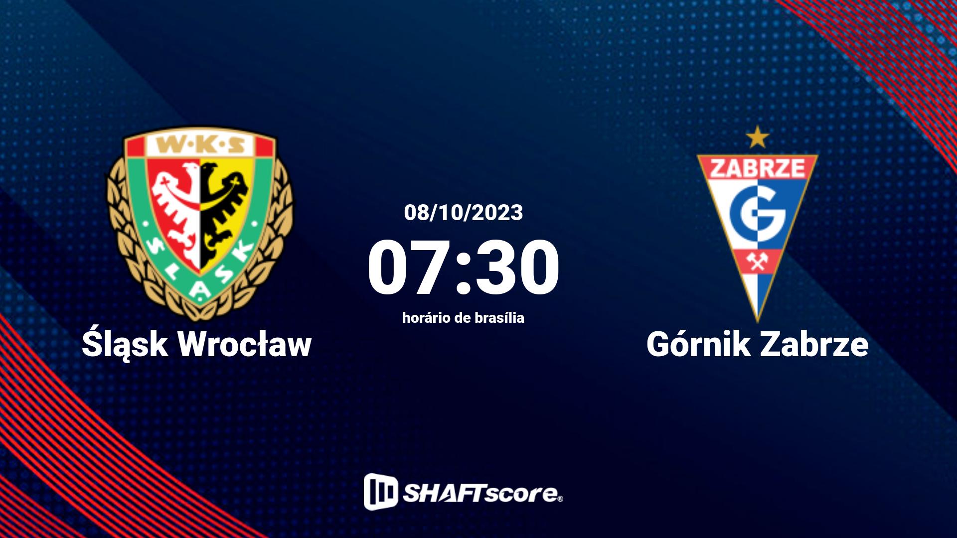 Estatísticas do jogo Śląsk Wrocław vs Górnik Zabrze 08.10 07:30