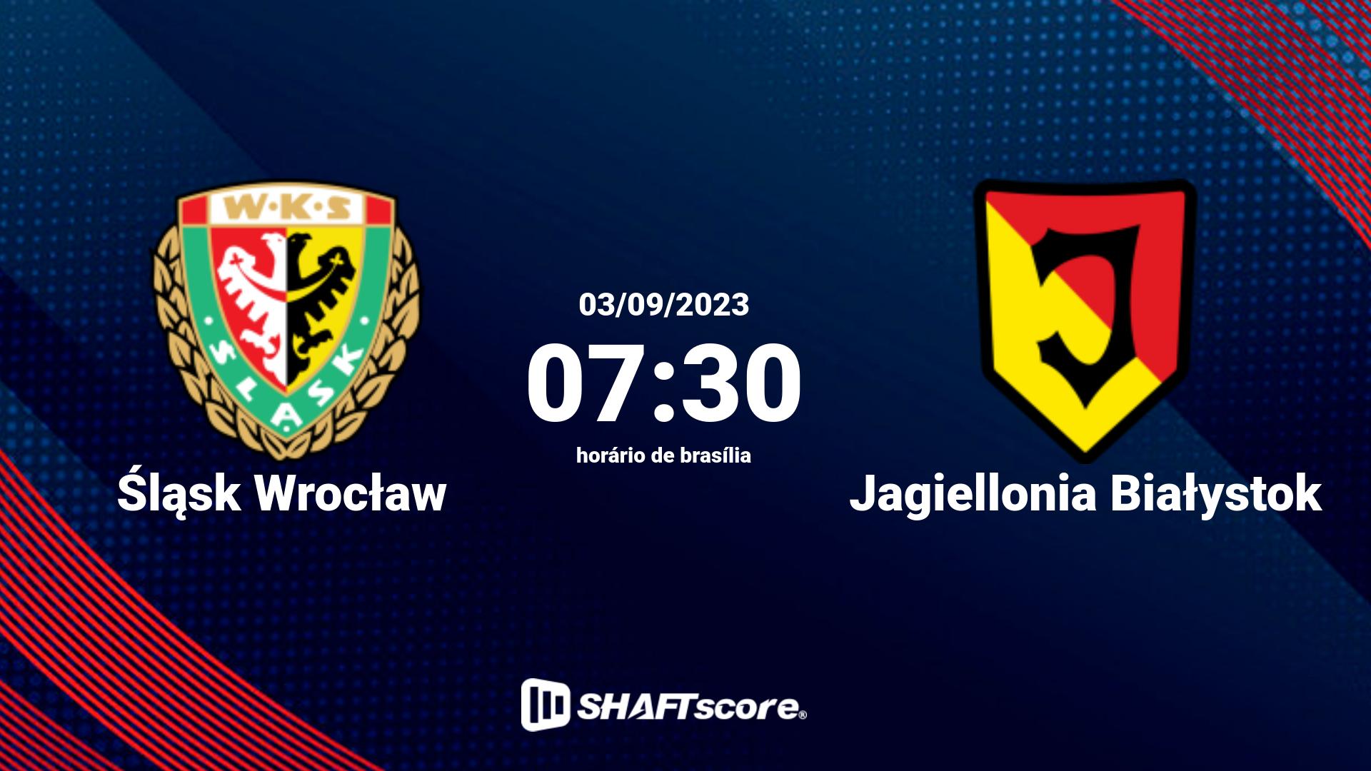 Estatísticas do jogo Śląsk Wrocław vs Jagiellonia Białystok 03.09 07:30