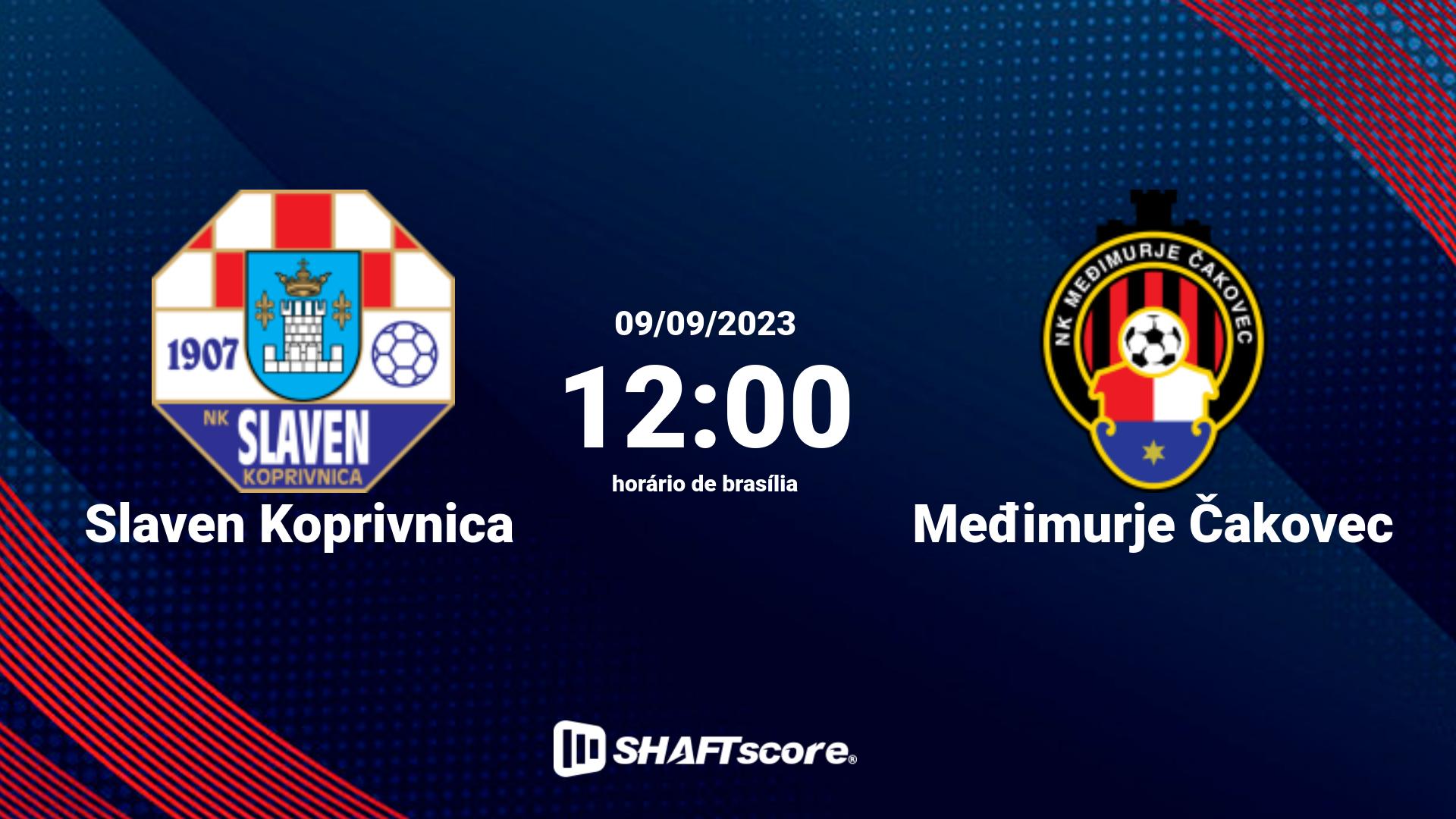 Estatísticas do jogo Slaven Koprivnica vs Međimurje Čakovec 09.09 12:00