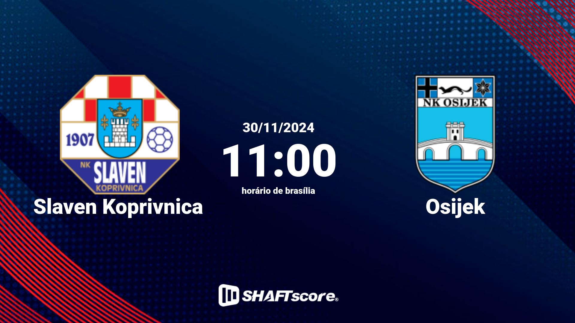 Estatísticas do jogo Slaven Koprivnica vs Osijek 30.11 11:00