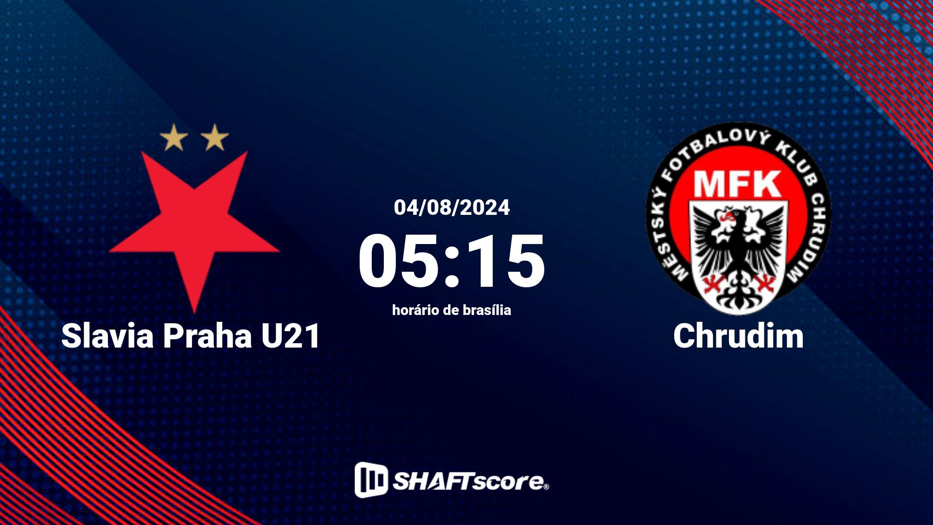 Estatísticas do jogo Slavia Praha U21 vs Chrudim 04.08 05:15