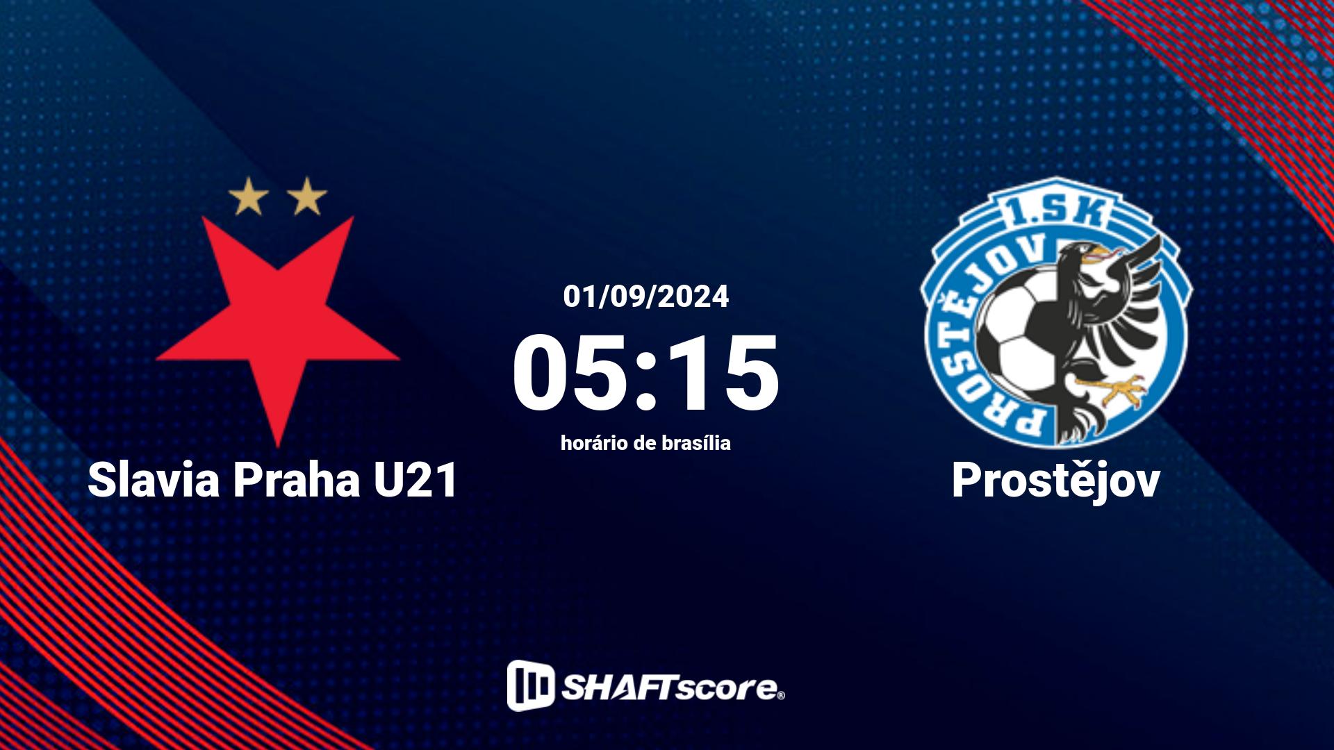 Estatísticas do jogo Slavia Praha U21 vs Prostějov 01.09 05:15