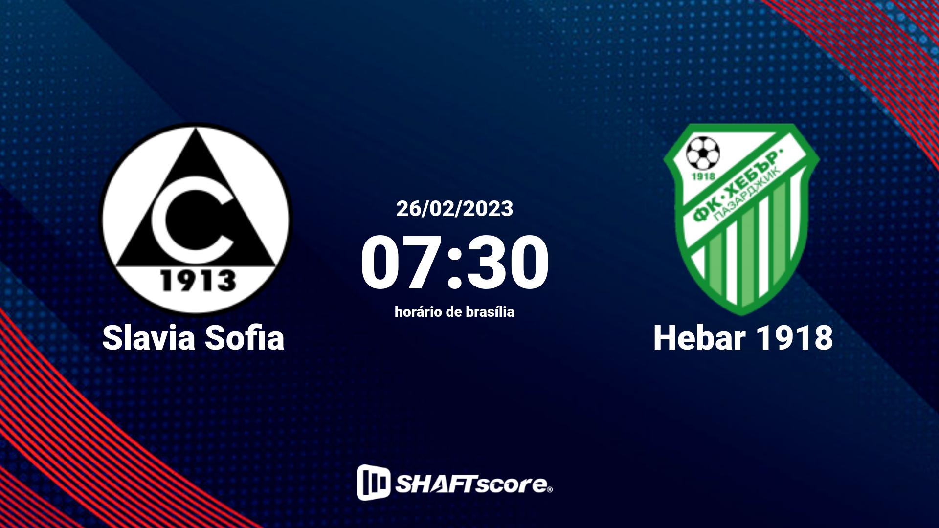 Estatísticas do jogo Slavia Sofia vs Hebar 1918 26.02 07:30