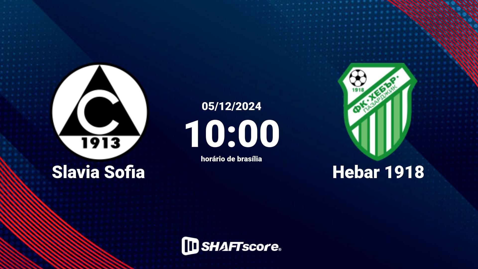 Estatísticas do jogo Slavia Sofia vs Hebar 1918 05.12 10:00