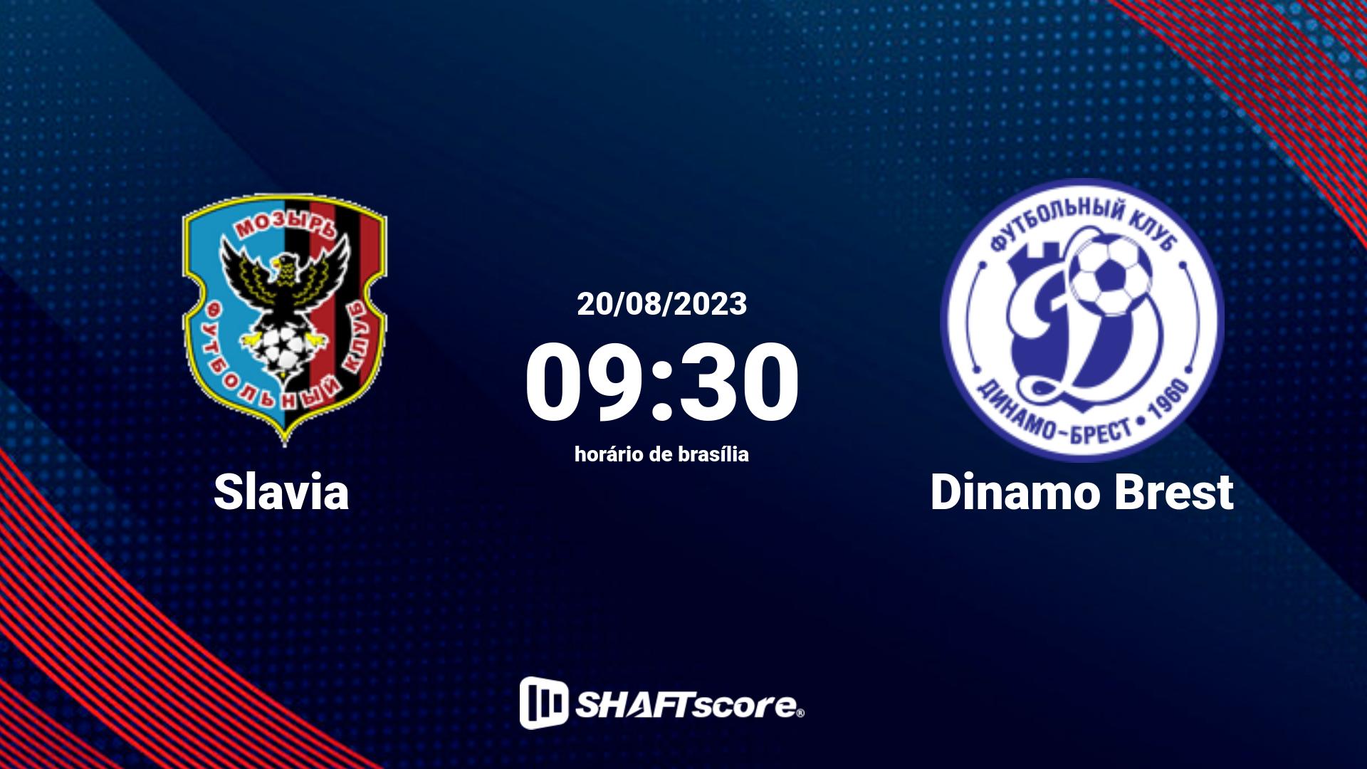 Estatísticas do jogo Slavia vs Dinamo Brest 20.08 09:30