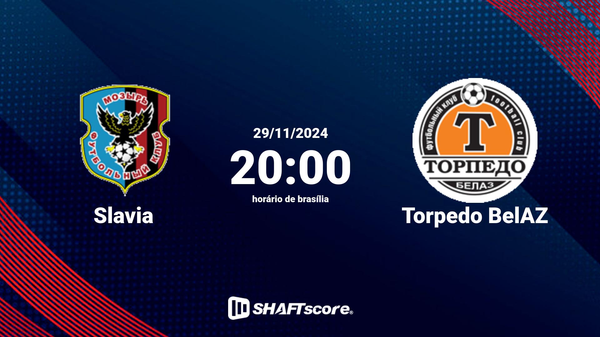 Estatísticas do jogo Slavia vs Torpedo BelAZ 29.11 20:00