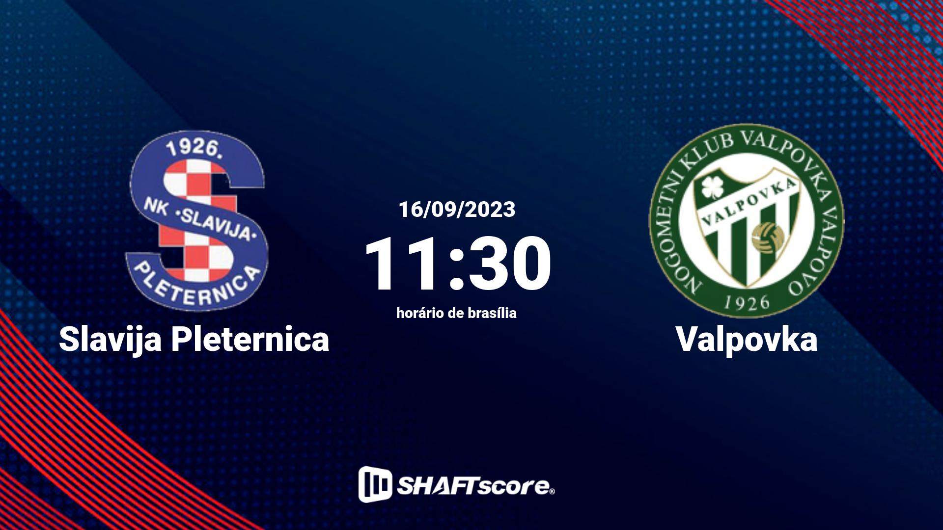 Estatísticas do jogo Slavija Pleternica vs Valpovka 16.09 11:30