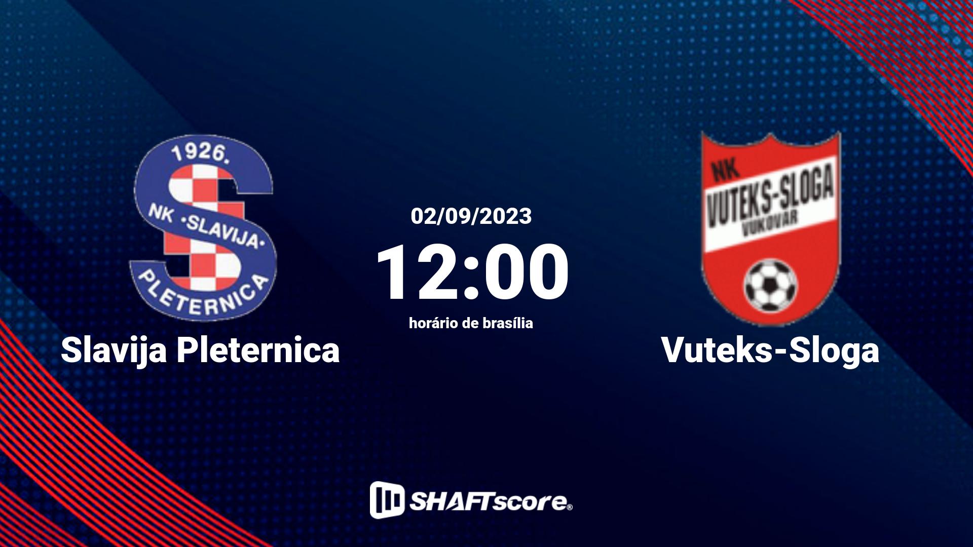 Estatísticas do jogo Slavija Pleternica vs Vuteks-Sloga 02.09 12:00