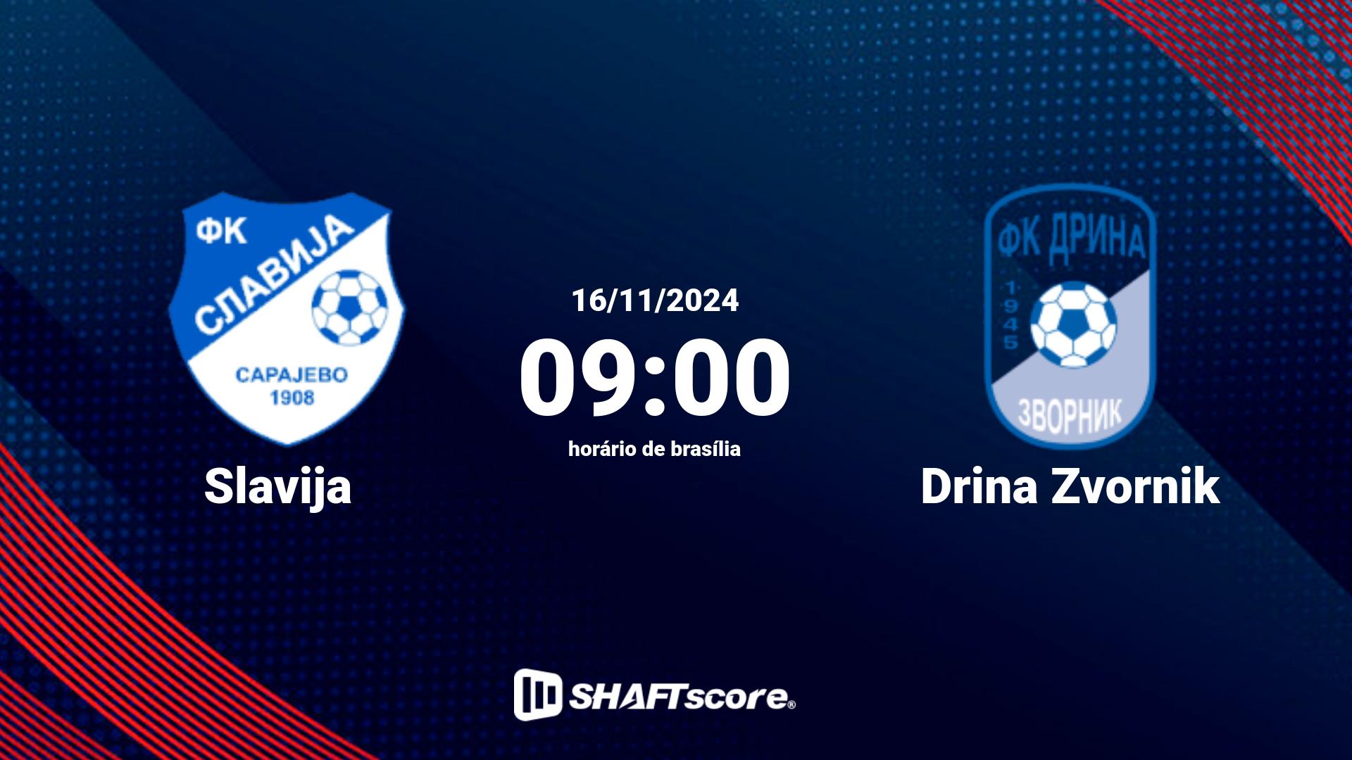 Estatísticas do jogo Slavija vs Drina Zvornik 16.11 09:00