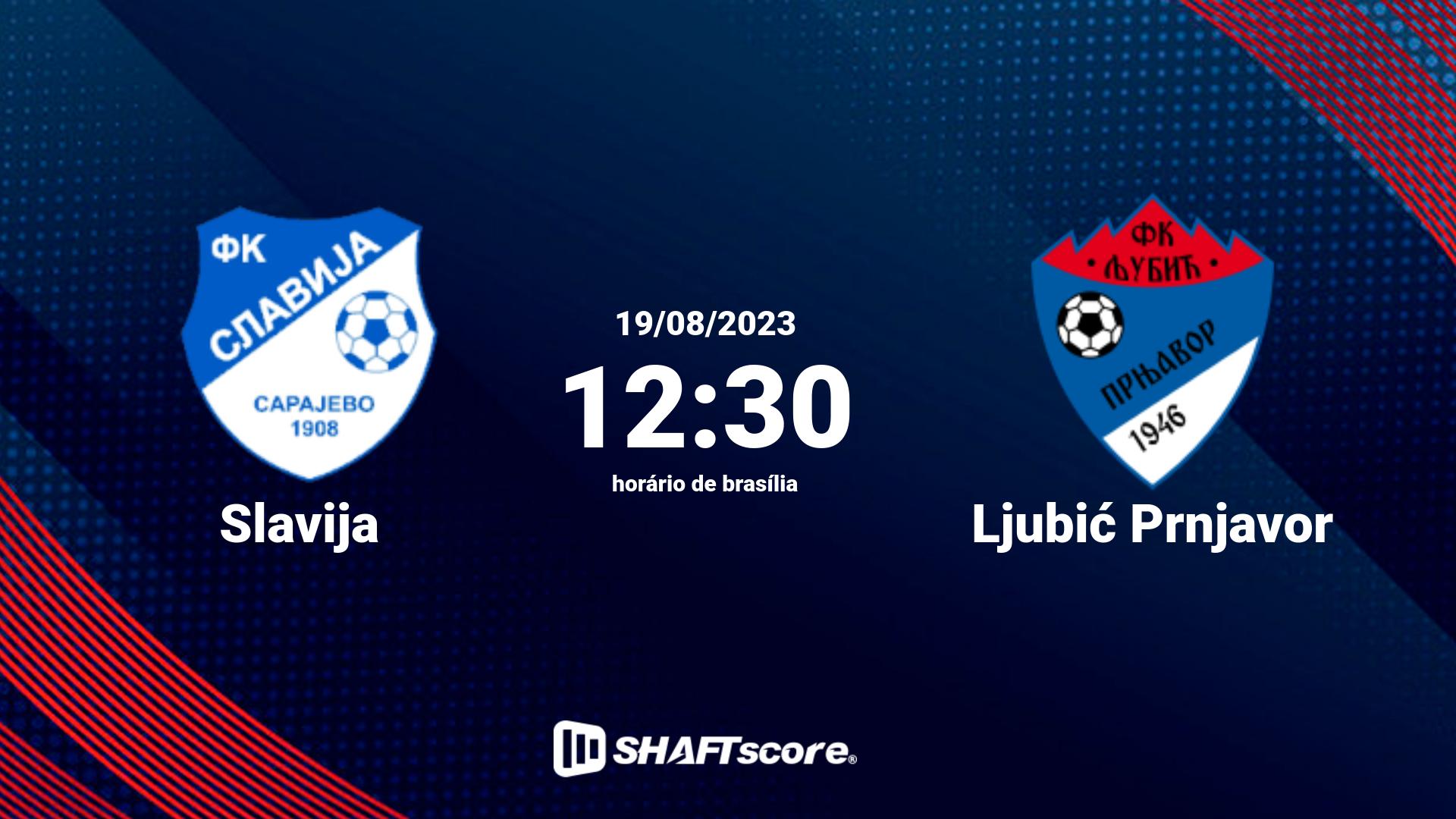 Estatísticas do jogo Slavija vs Ljubić Prnjavor 19.08 12:30